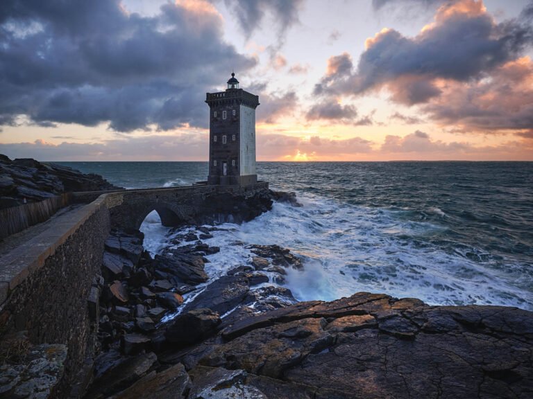 Kermorvan Lighthouse in Brittany, France.