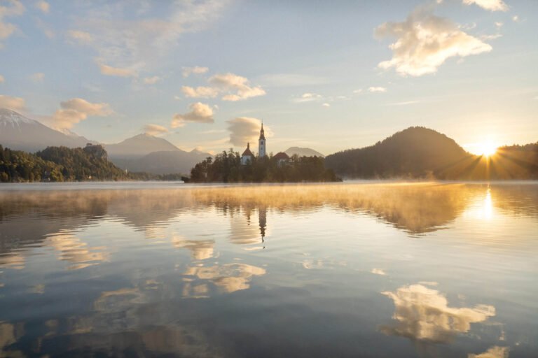 Lake Bled Island church of the assumption of Mary, Slovenia.