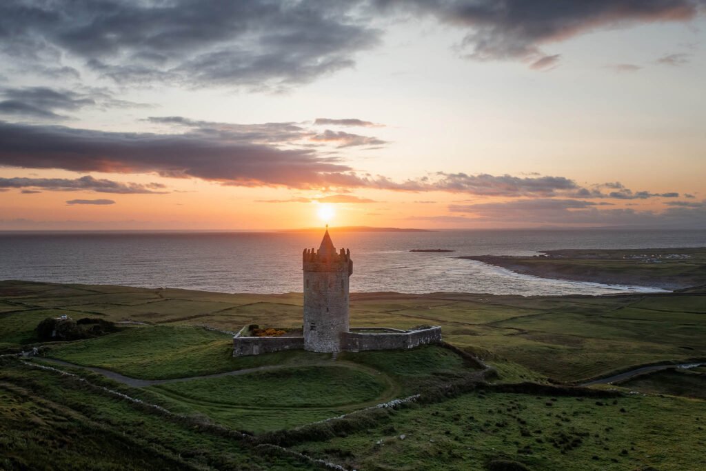 Sunset at Doonagore, County Clare, Ireland.