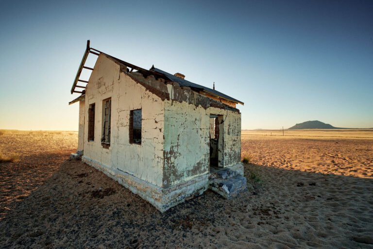 Into the sun at Garub train station, Namibia