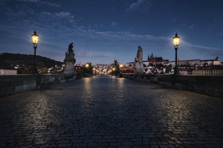 Charles Bridge at dawn in Prague