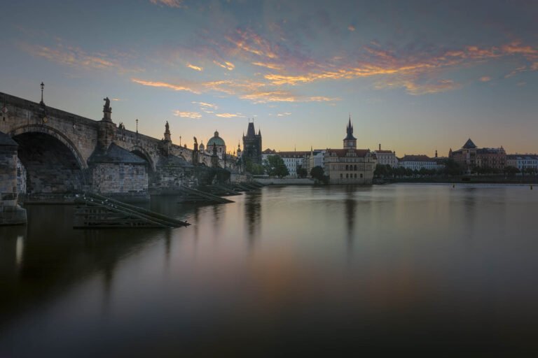 Charles Bridge at sunrise in Prague