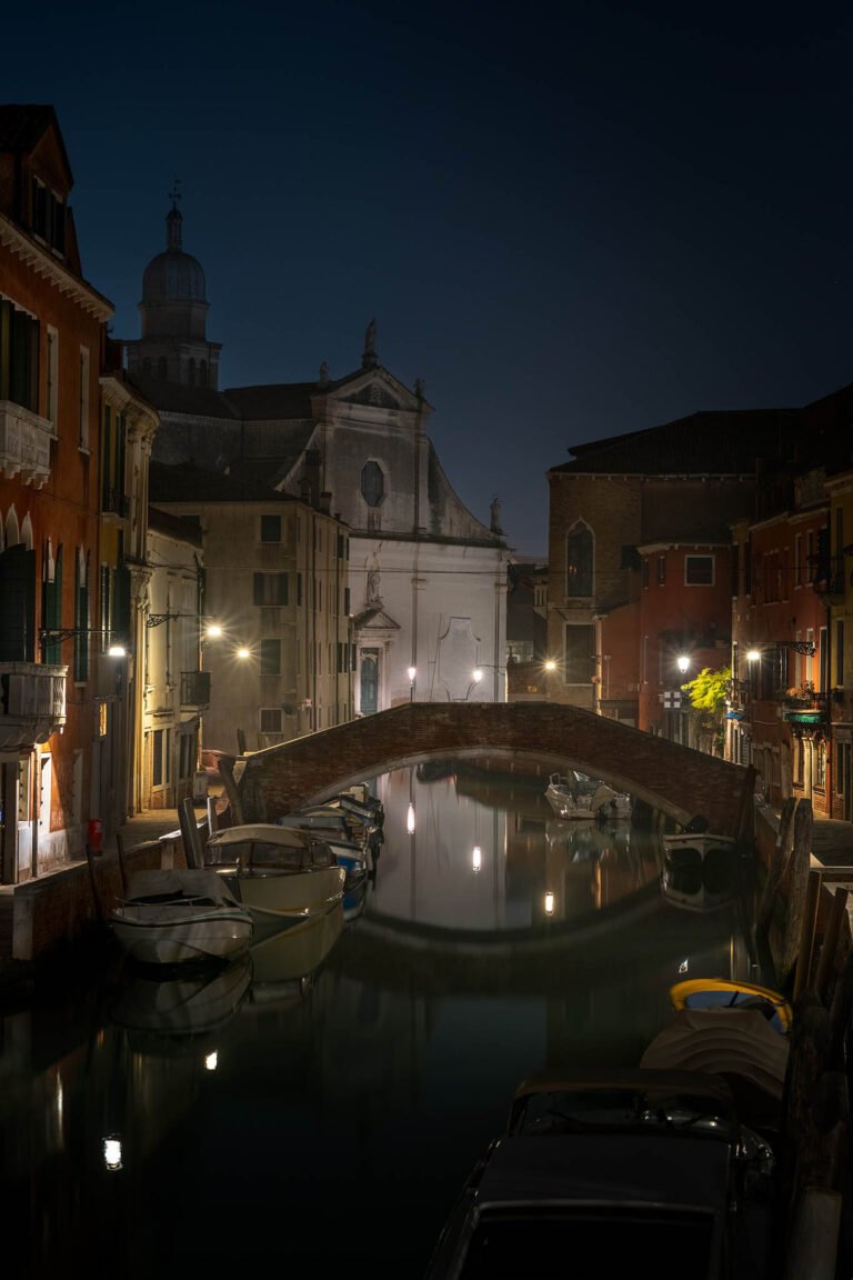 Canal Bridge in Venice at night