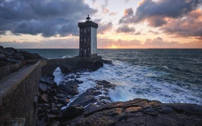 Kermorvan Lighthouse in Brittany, France.