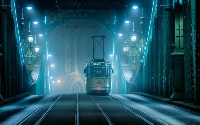 Night tram at Liberty Bridge, Budapest, Hungary. Taken on my Budapest photography workshop and tour.