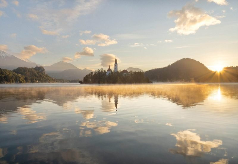 Lake Bled Island church of the assumption of Mary, Slovenia.