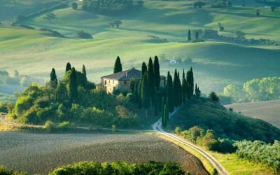 Beautiful morning light over Belvedere, Tuscany.